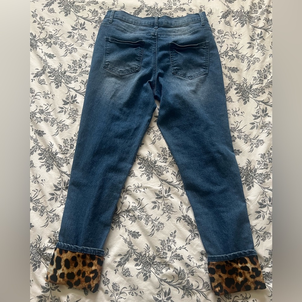 Venus Leopard Cuffed Jeans Size 4 - Picture 7 of 11
